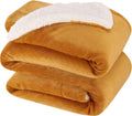 King Size Sherpa Blanket Ginger Yellow 90x108 in - Cozy Reversible