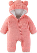 Newborn Bear Hooded Romper for Girls Boys - Thick Fleece Winter Suit