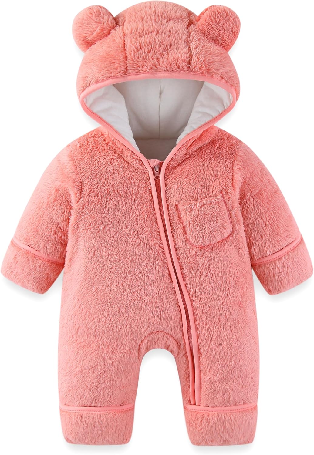Newborn Baby Bear Outfit with Fold-Over Mittens and Footies