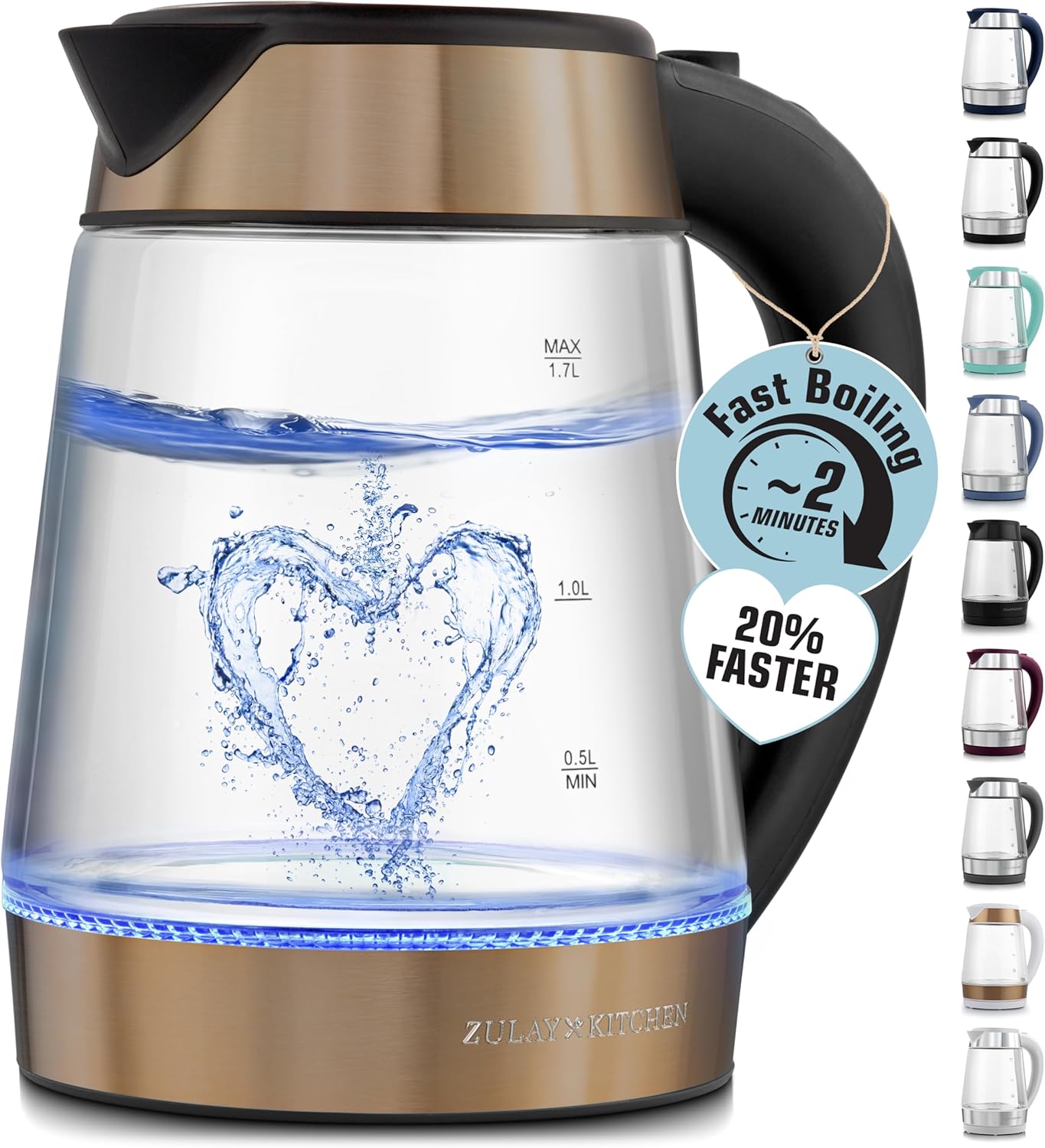 Zulay Kitchen Fast Boiling Electric Water Kettle - 1.7L, 1500W