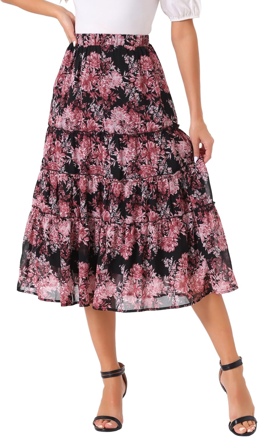Allegra K Women's Floral Skirt for Boho Summer Style