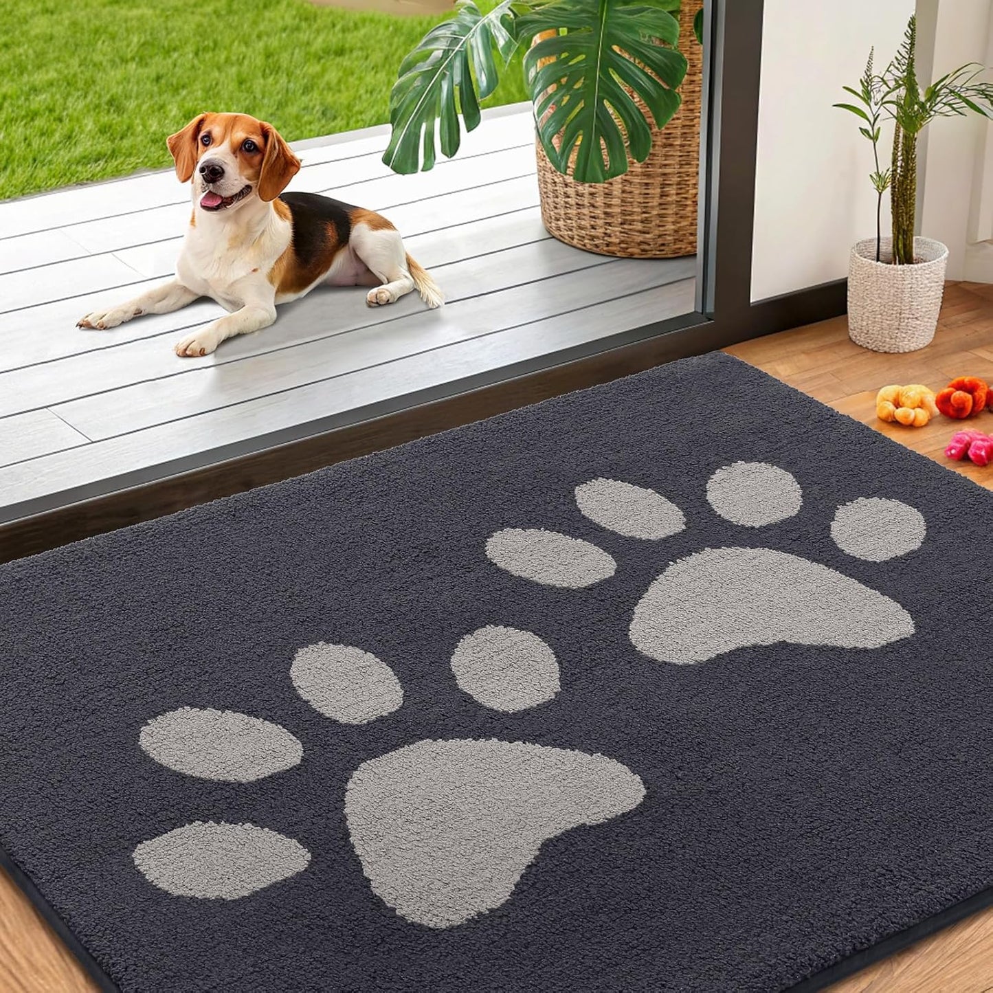 Smiry Dog Door Mat for Muddy Paws - Absorbent Non Slip Carpet