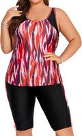 Plus Size Tankini Swimsuit Two Piece Set - Tummy Control