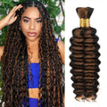 1B/30 Highlight Bronze Human Braiding Hair Deep Wave Bulk - Natural