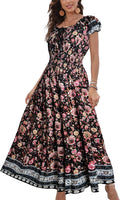 OSTOO Women's 2025 Boho Floral Tiered Maxi Dress - Flowy Summer Style