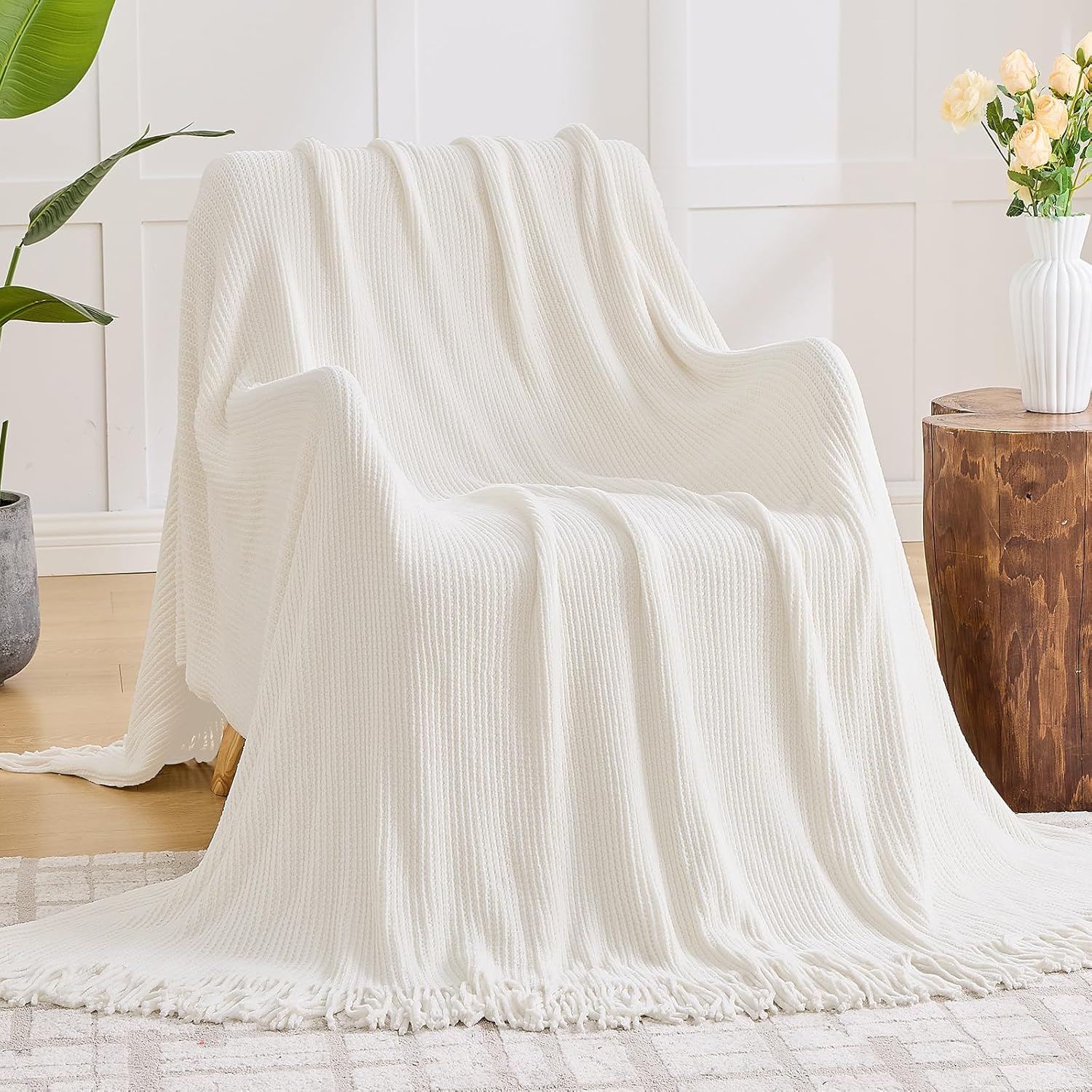 Chunky Chenille Throw Blanket for Couch Bed - Cozy Decor