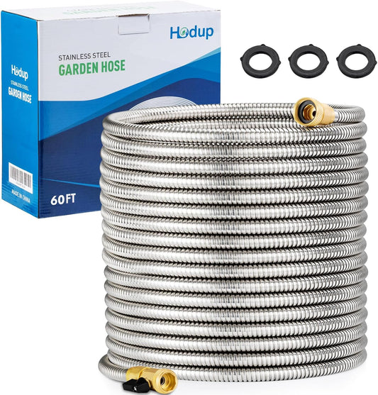60FT Stainless Steel Metal Garden Hose - Lightweight & Flexible