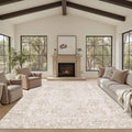 8x10 Large Rugs for Living Room Neutral Washable Area Rug - Low Pile