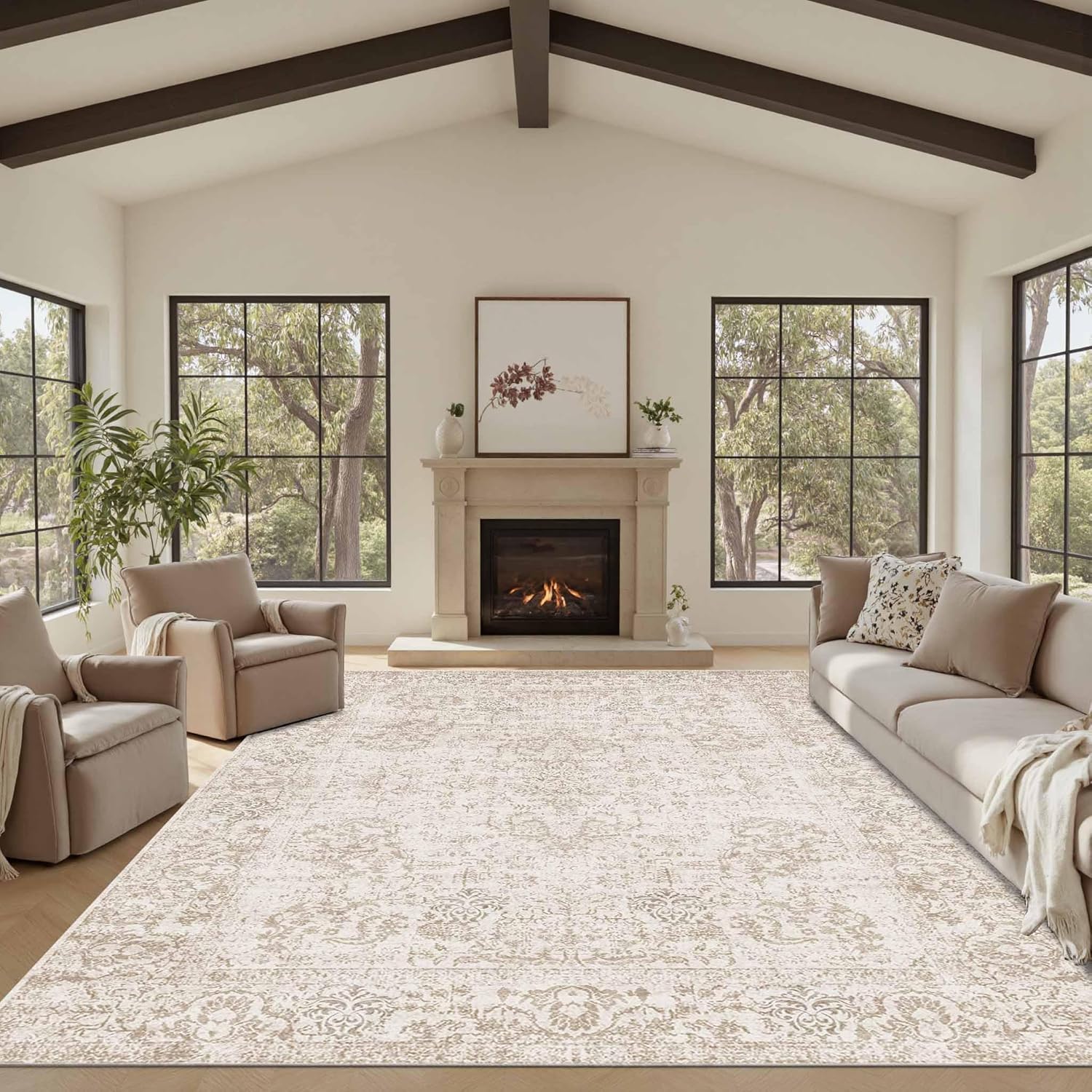 8x10 Large Washable Area Rug for Living Room and Office