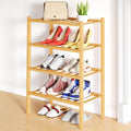 Smiry Shoe Rack 4 Tier Small Bamboo Shoe Organizer - Stackable Natural
