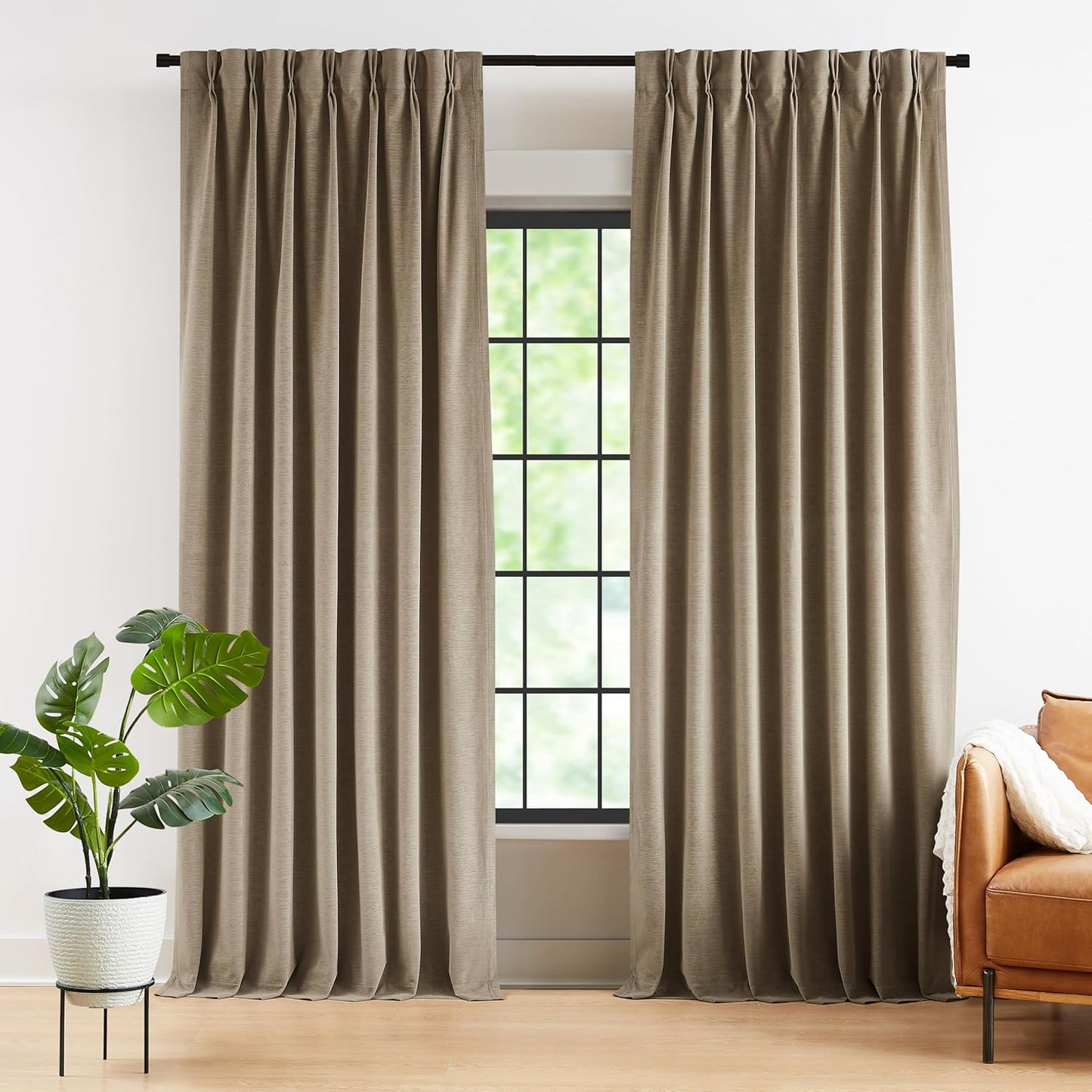 Kayne Studio 108 Velvet Curtains: 60% Blackout, Soundproof, Thermal Insulated, Mocha Tan - 2 Panels
