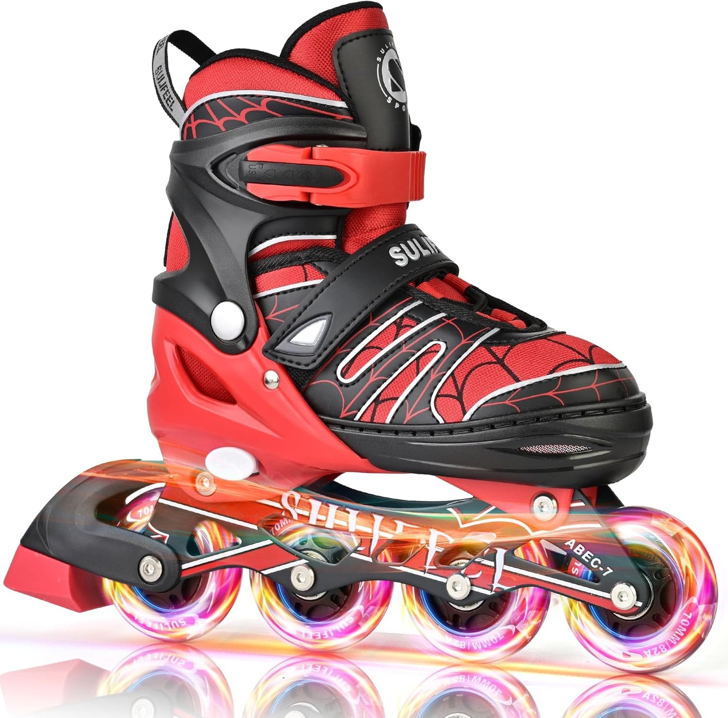 SULIFEEL Rainbow Unicorn Inline Skates for Kids with Light Up Wheels
