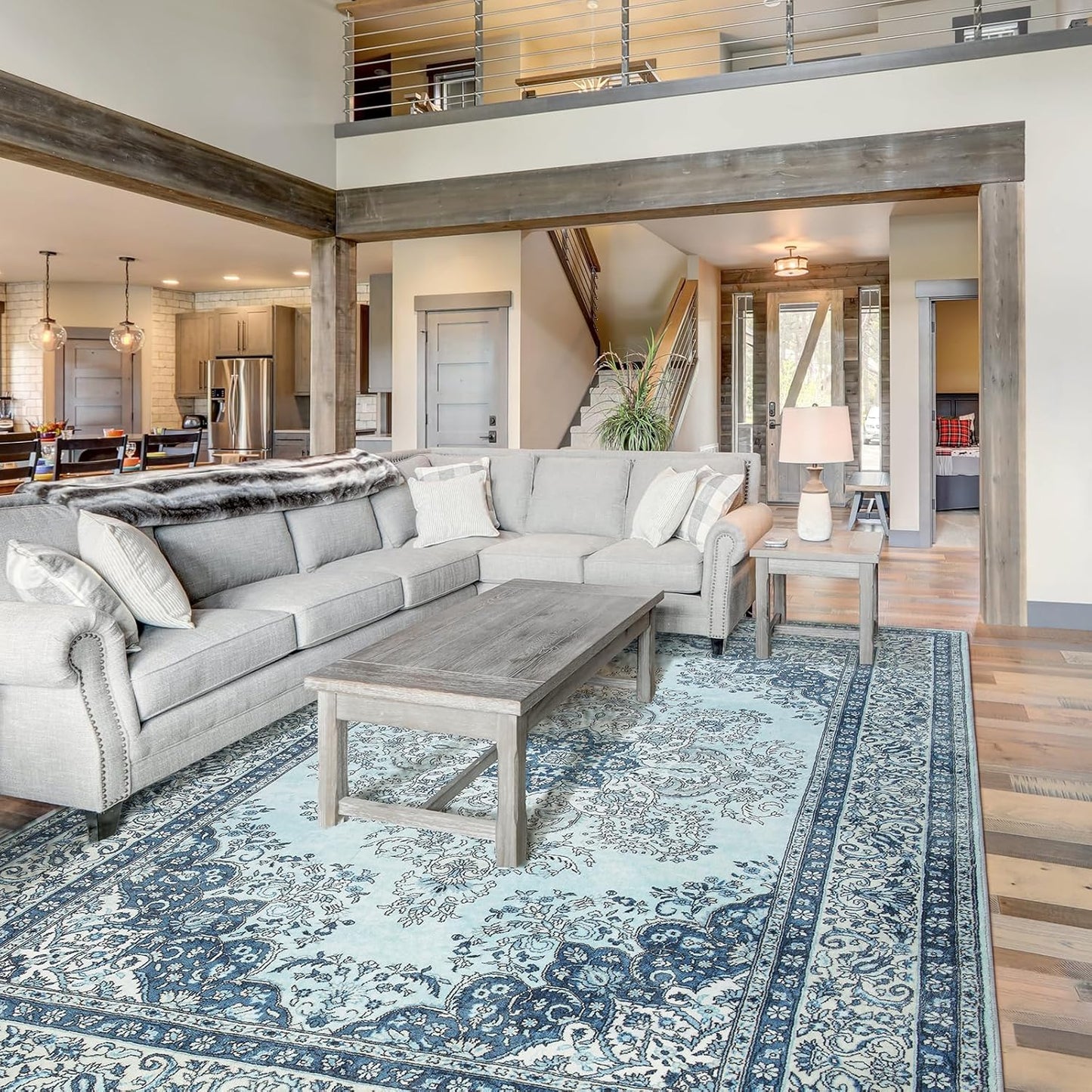 Non-Slip Vintage Area Rug for Living Room, 5x7Ft Boho Design