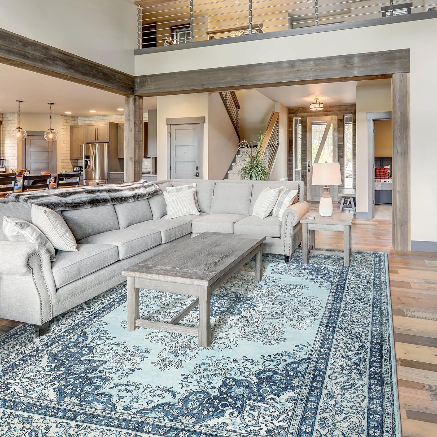 Non-Slip Vintage Area Rug for Living Room, 5x7Ft Boho Design
