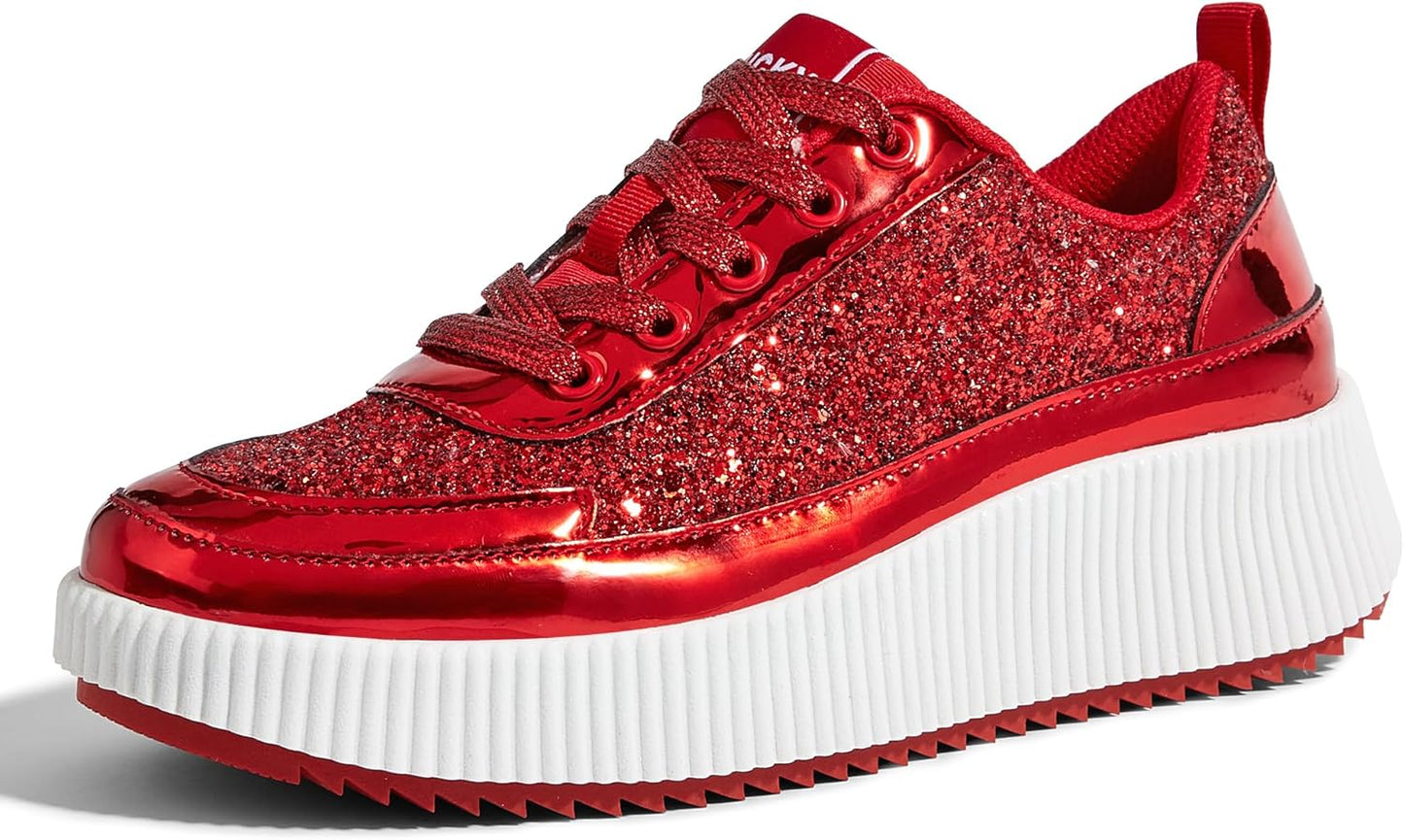 LUCKY STEP Women's Platform Sneakers for Casual Sparkly Style