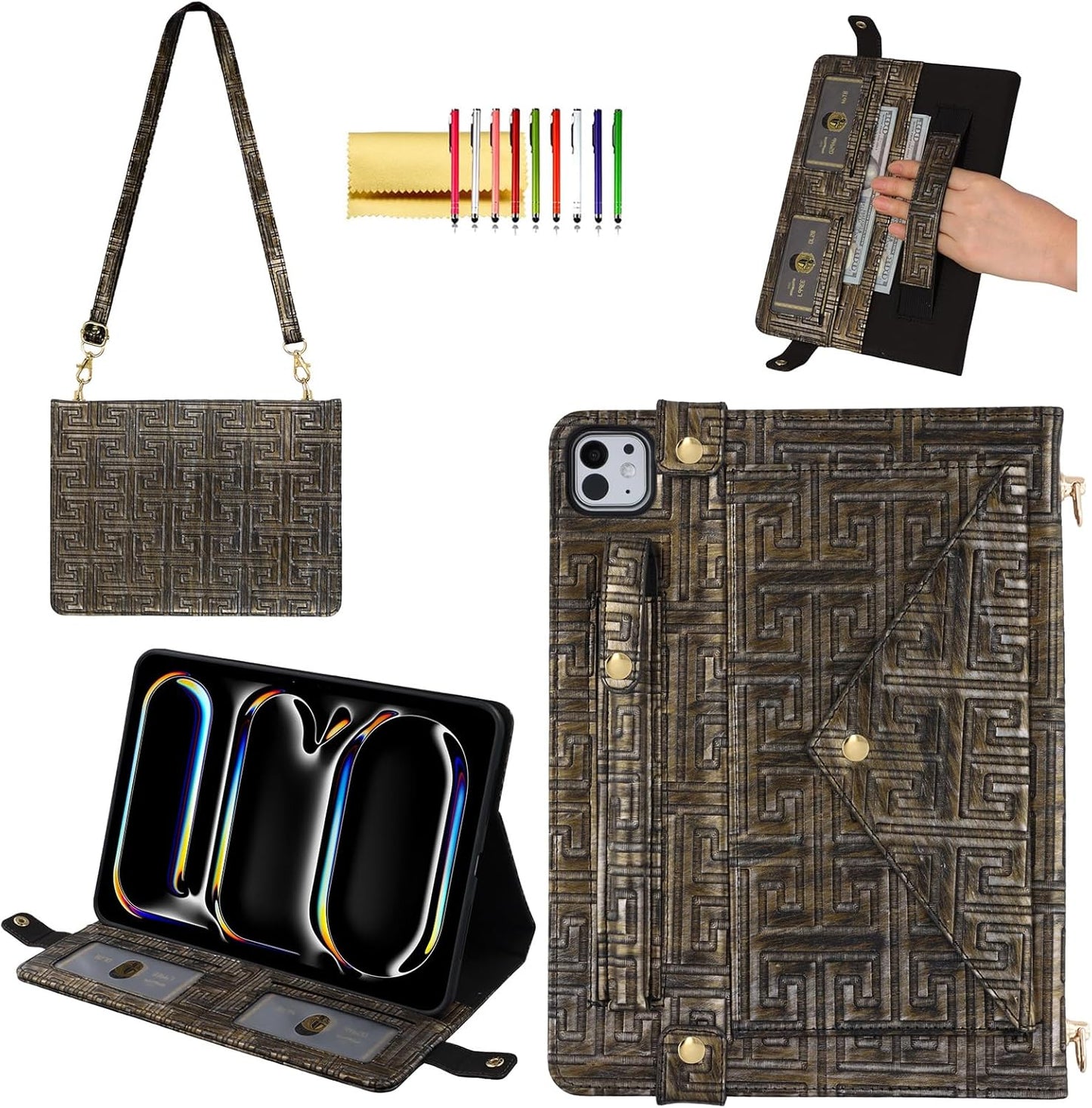 Handbag Case for iPad Pro 11in 2024 - Vintage Pattern Crossbody