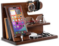 Wood Phone Docking Station for Men - Organized Nightstand Dock