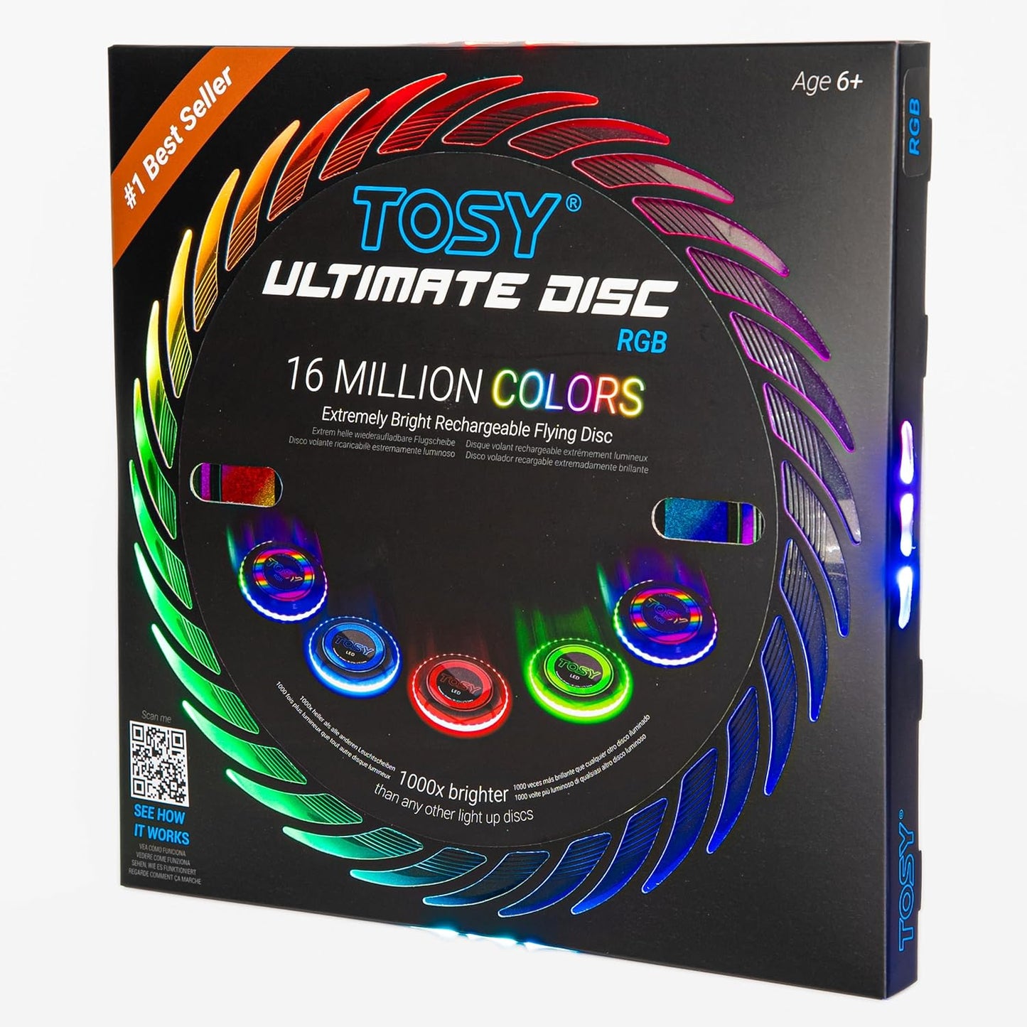 TOSY RGB LED Flying Disc - Bright, Smart Modes, Rechargeable - Cool Gift for Men/Boys/Teens!