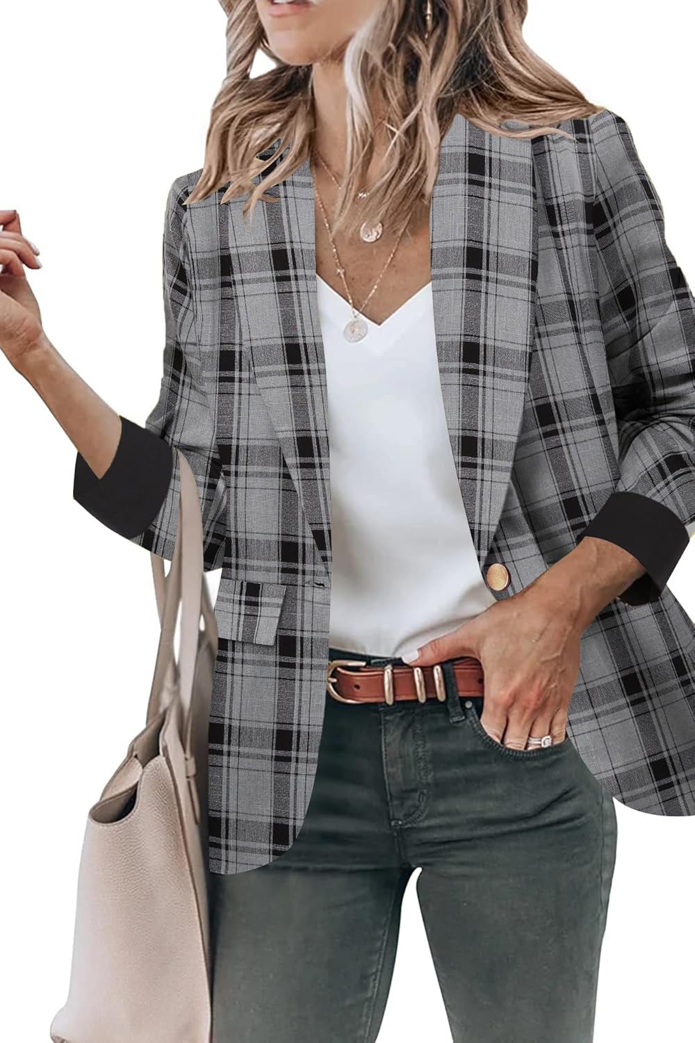 Genhoo Blazer Jackets for Women - Stylish Open Front Design