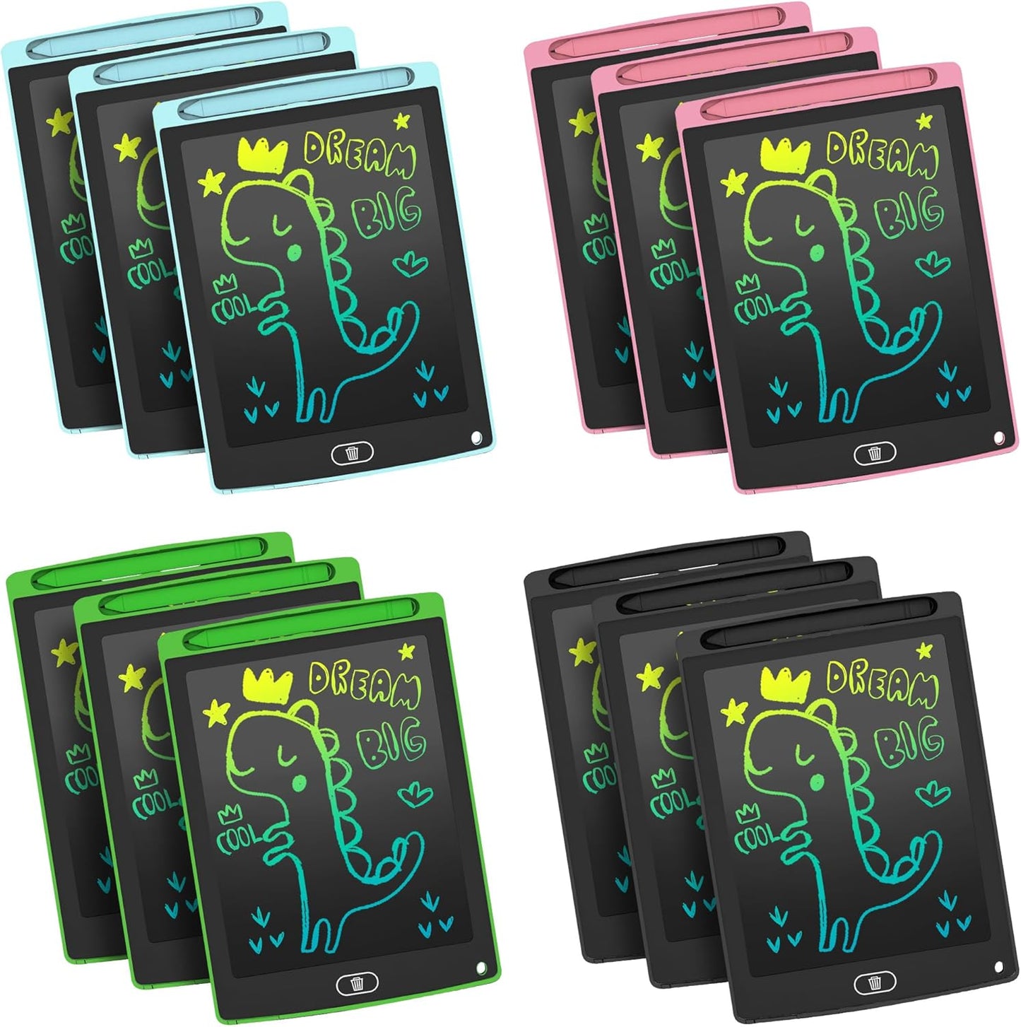 12 Pack LCD Writing Tablet for Kids - Colorful Doodle Board