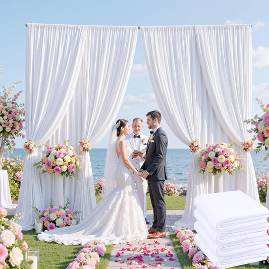 20ftx12ft Wrinkle Free White Backdrop Curtains for Events