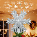 Christmas Tree Topper Lighted Snowflake Projector - Rotating 3D
