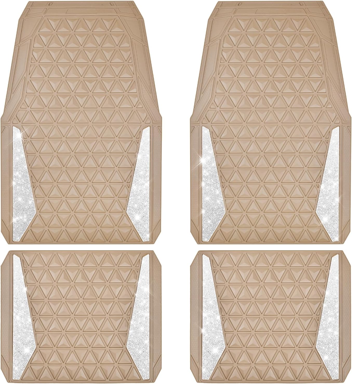 Bling Diamond Rubber Car Mats Full Set for Women and Girls