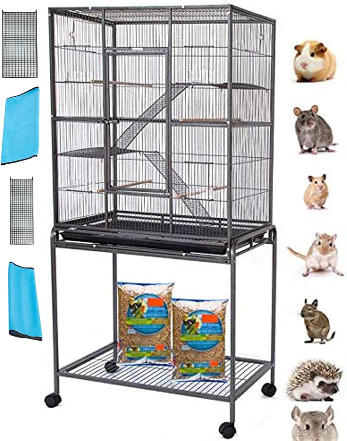 54-Inch Large Multi-Level Chew-Proof Cage for Small Animals
