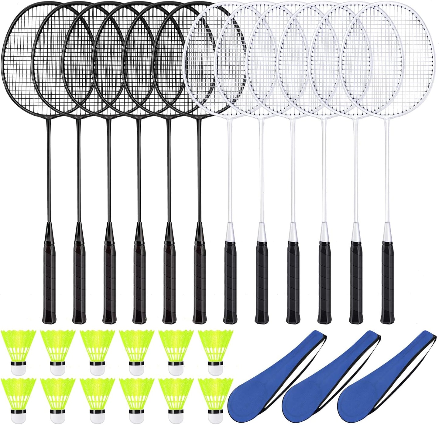 12 Pack Badminton Rackets Set for Outdoor Games and Beginners