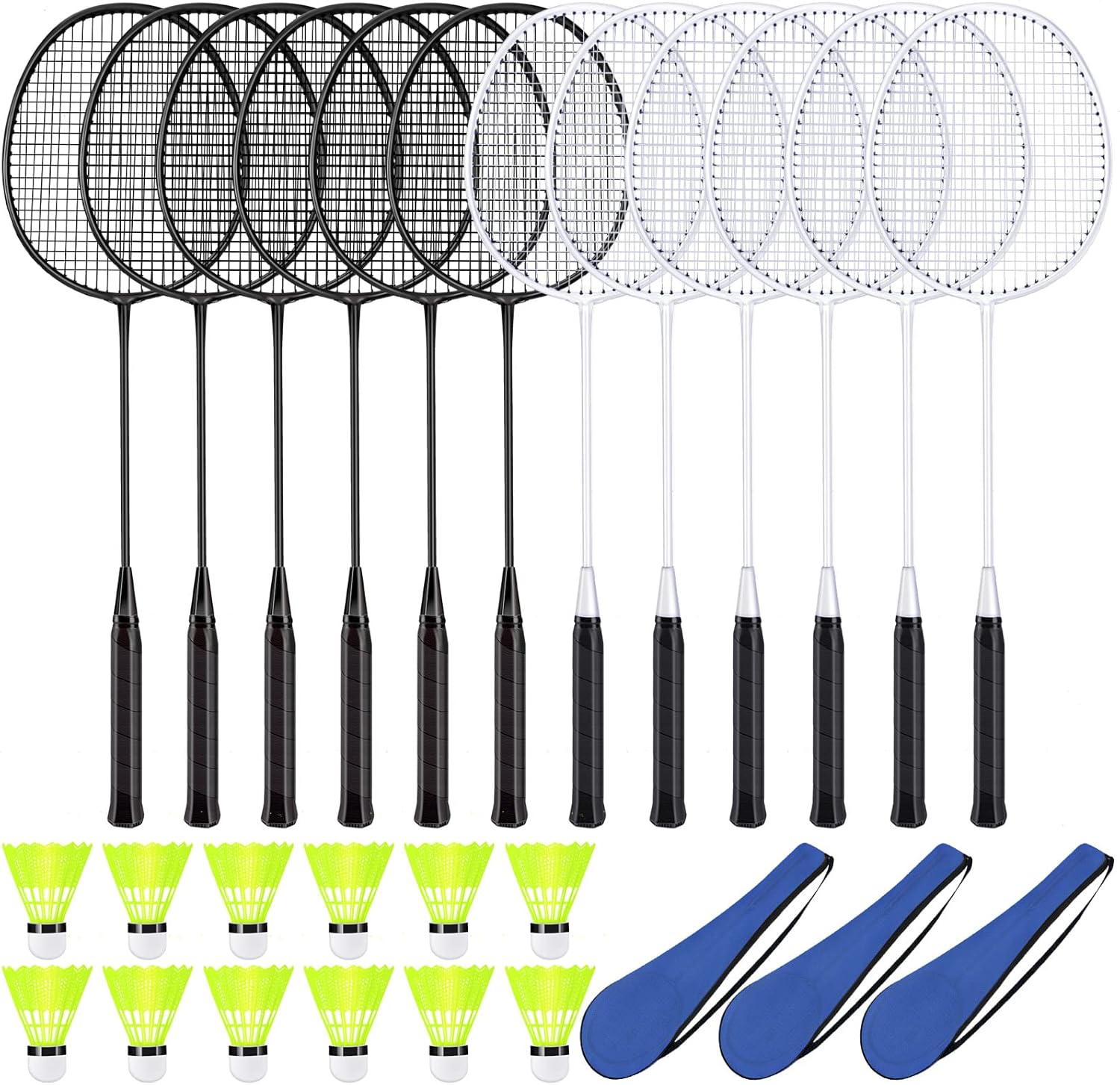 12 Pack Badminton Rackets Set for Outdoor Games and Beginners