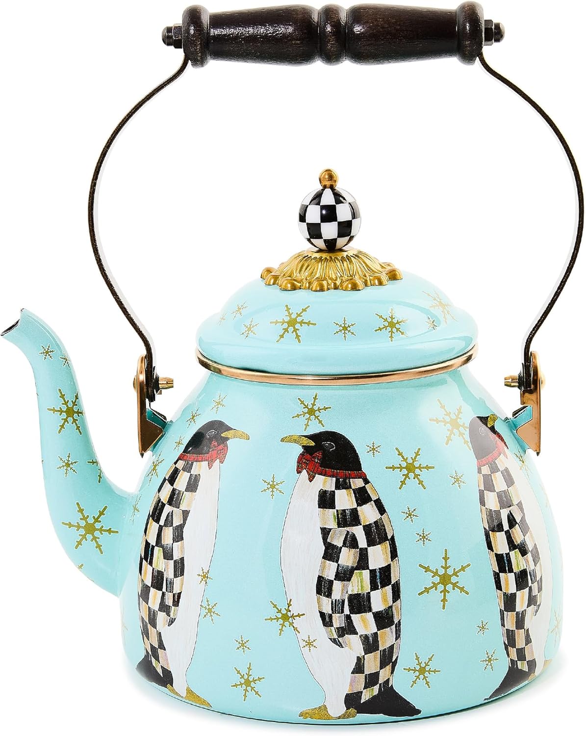 Unique Penguin Parade Enamel Tea Kettle for Stylish Stovetop