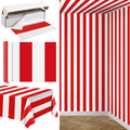 Red & White Striped Tablecloth Roll 100 ft x 54 in - Carnival Backdrop