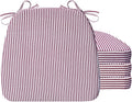 D-Shaped Chair Cushions 2in Thick Dining Pads - Pinstripe Red Set