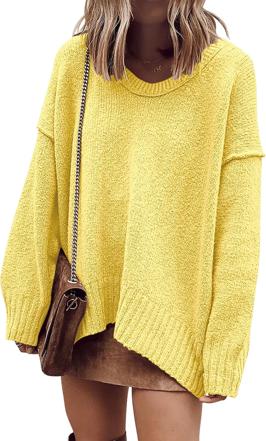 Oversized Casual Loose Slouchy V Neck Batwing Sweater for Women