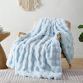 Light Blue Faux Fur Throw Blanket for Couch - Cozy Plush 50ft x 60