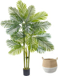 Artificial Palm Tree 7ft Fake Areca Palm with Basket - Realistic Decor