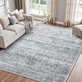 Lofus 5x7 Area Rug Grey Washable Low-Pile Rug - Soft Vintage Style