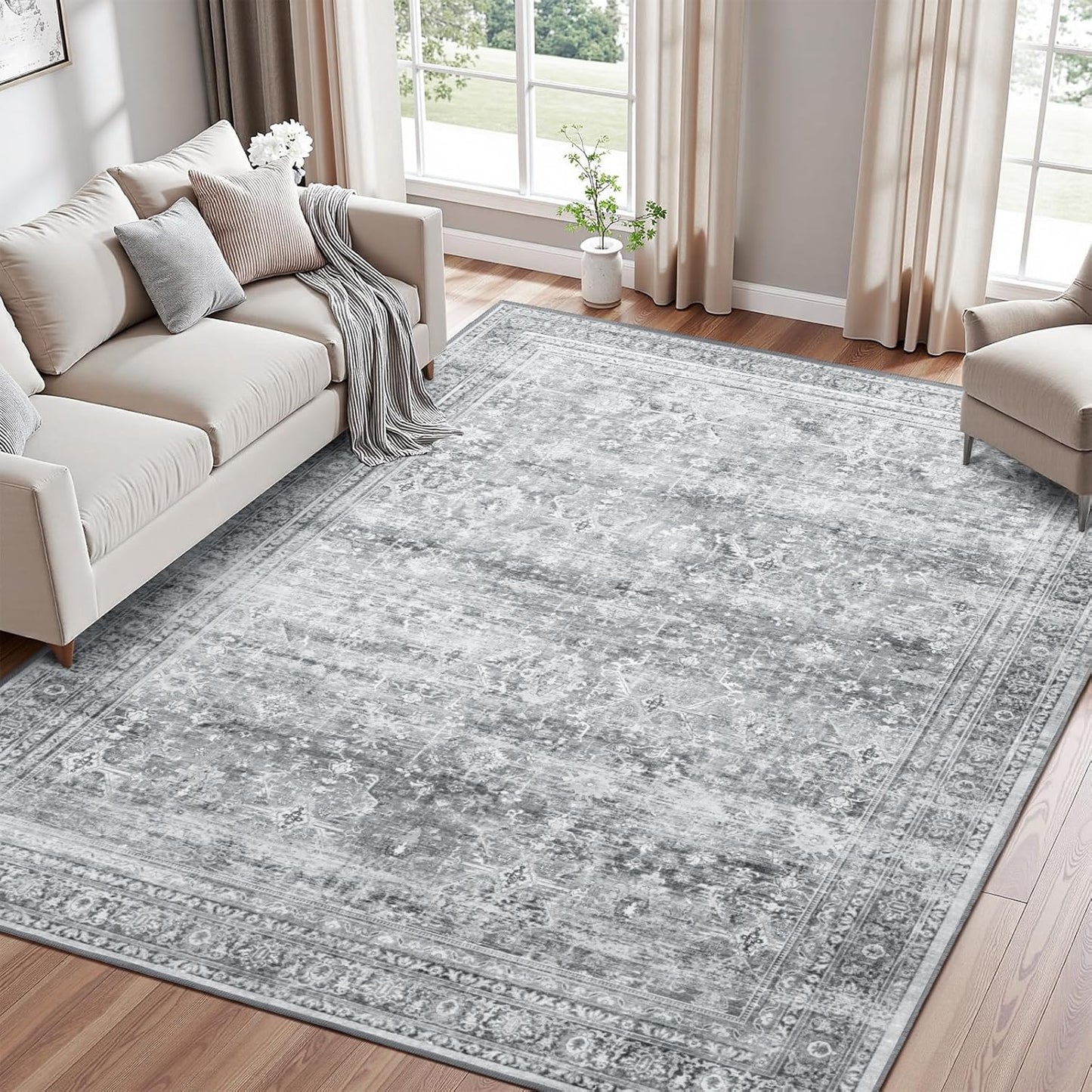 Lofus 5x7 Area Rug for Living Room - Soft and Washable Design