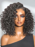 100% Human Hair Curly Deep Wave Glueless Lace Front Short Wig