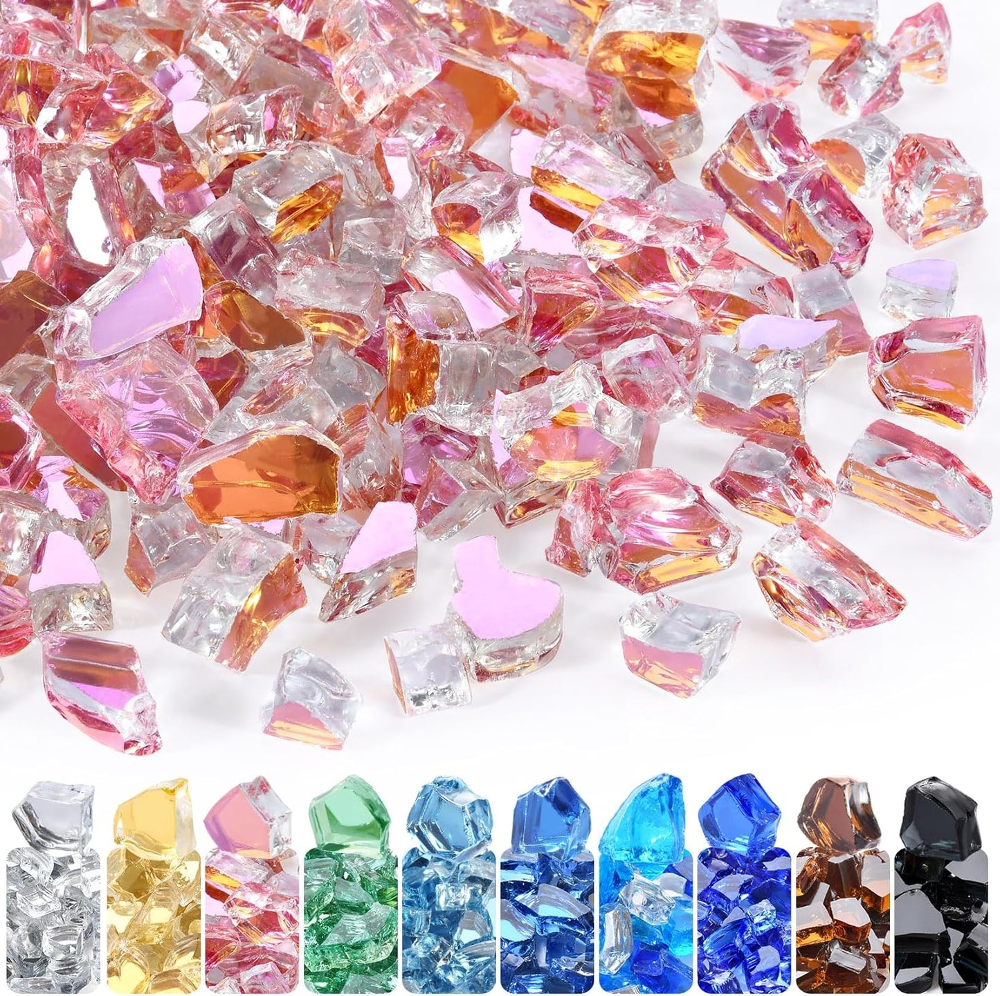 GasSaf 1/2 Inch Fire Glass for Fire Pit and Fireplace Use