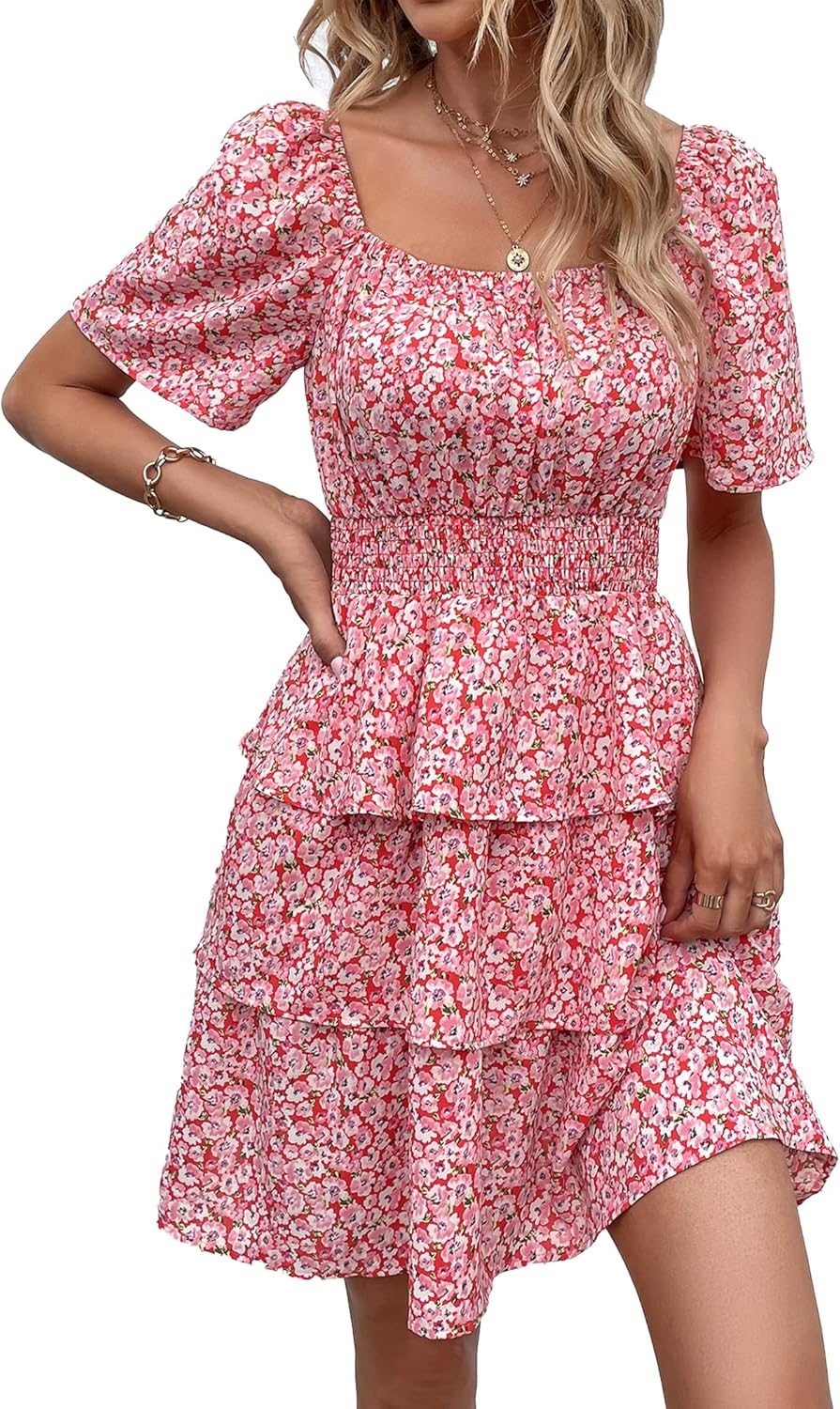 PRETTYGARDEN Women's Floral Summer Short Dress for Boho Style