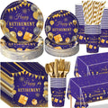 Retirement Party Decorations Purple and Gold Set - 452 Pcs Complete