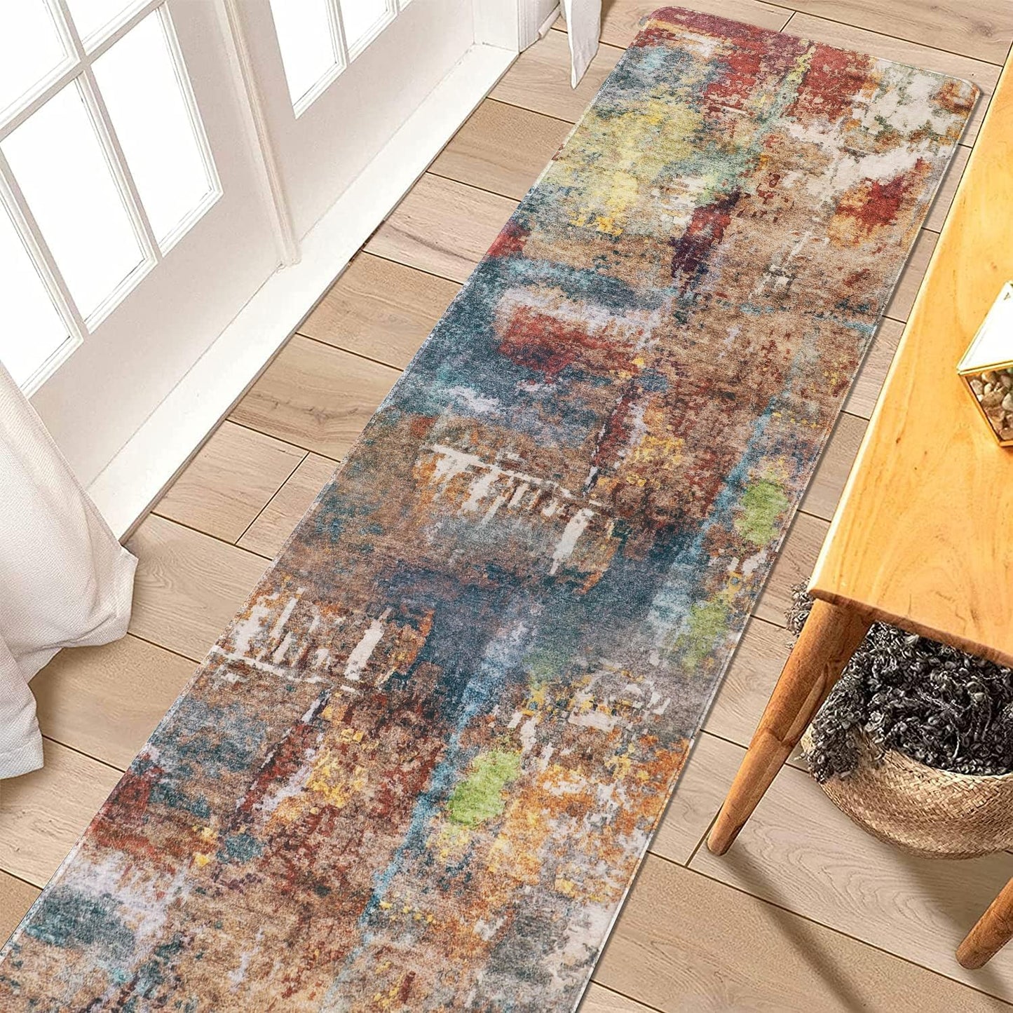 Modern 2x10 Runner Rug for Hallways - Soft Non Slip Abstract Design