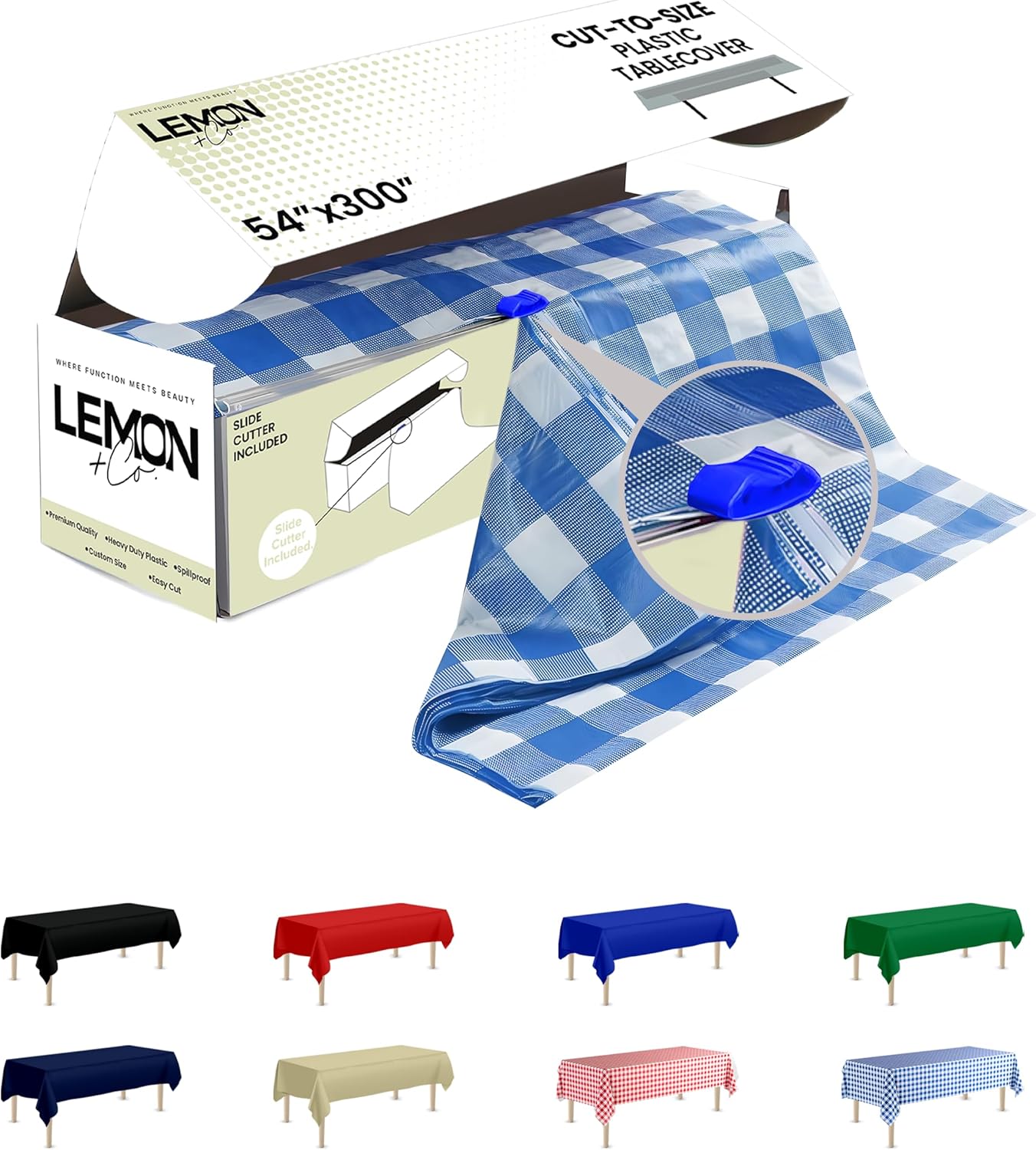 Premium Blue Gingham Plastic Tablecloth Roll for Any Event