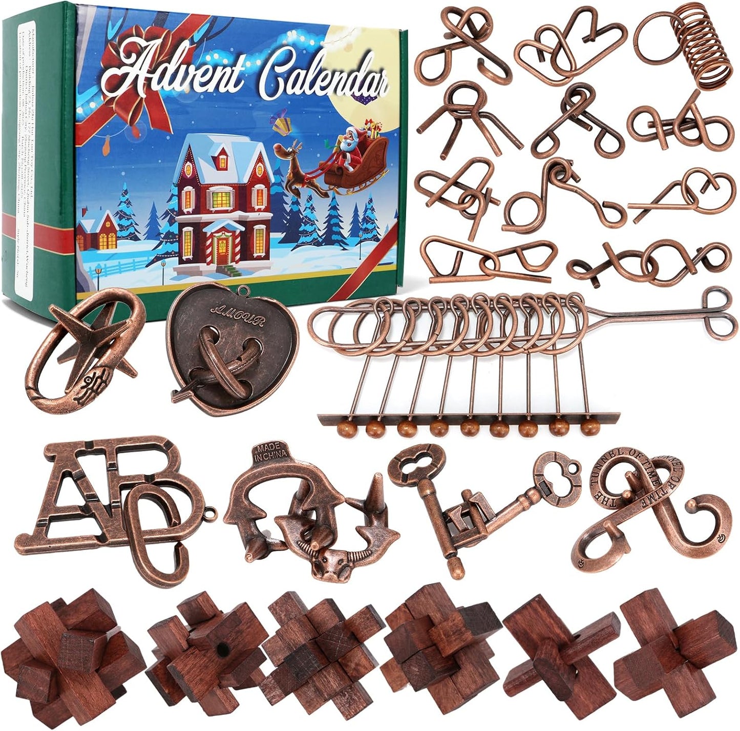 Advent Calendar 2025 with 24 Brain Teaser Puzzles for All Ages