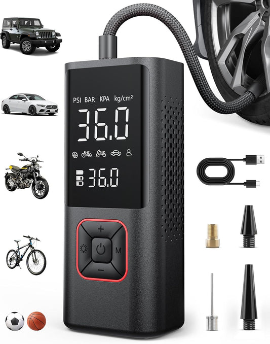Powools Cordless Tire Inflator - 150PSI Portable Air Pump