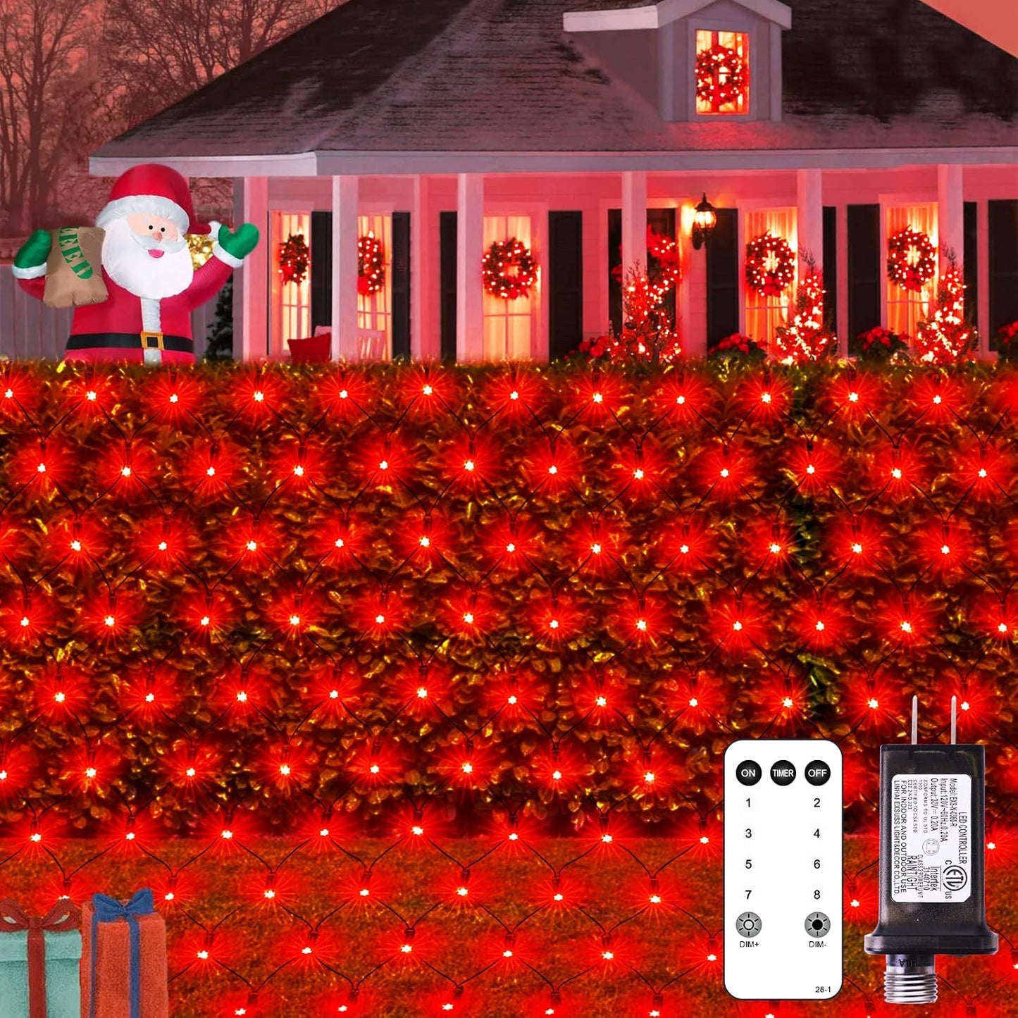 360 LED Red Net Lights Outdoor for Christmas and Halloween Decor