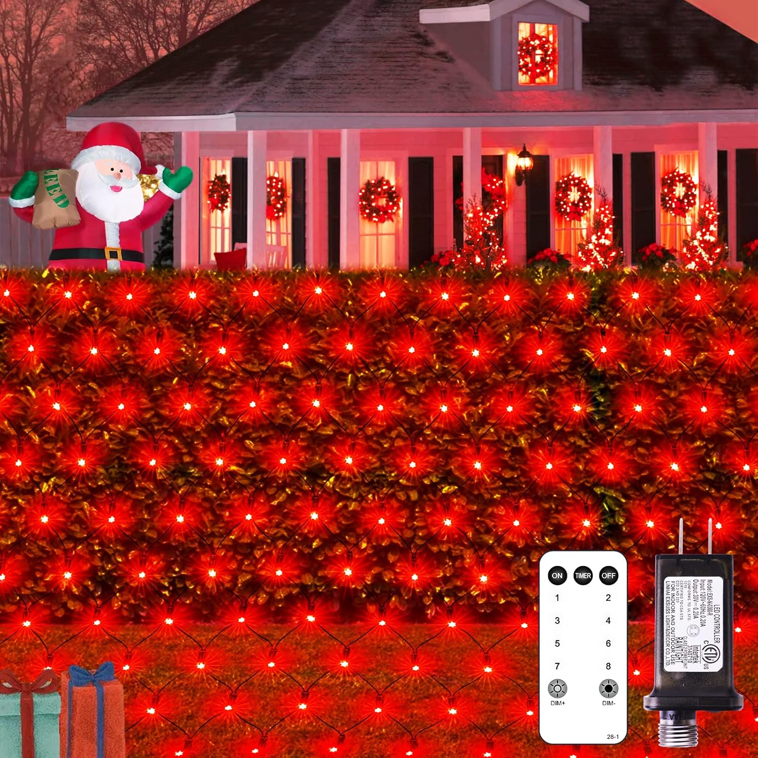360 LED Red Net Lights Outdoor for Christmas and Halloween Decor