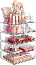 Vtopmart 5 Tier Clear Makeup Organizer with Drawer for Beauty