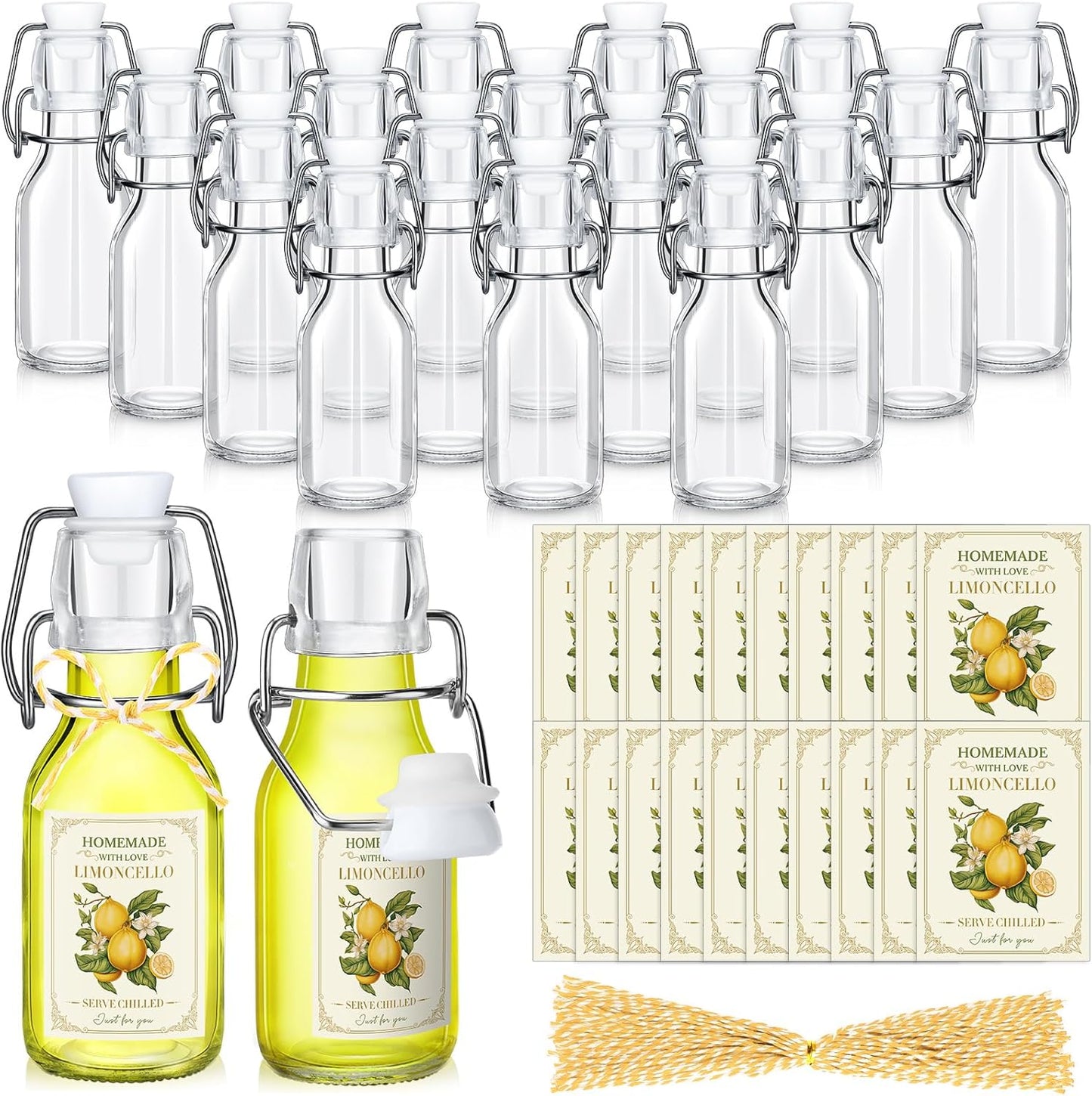 20 Sets 4 oz Swing Top Glass Bottles for Homemade Limoncello